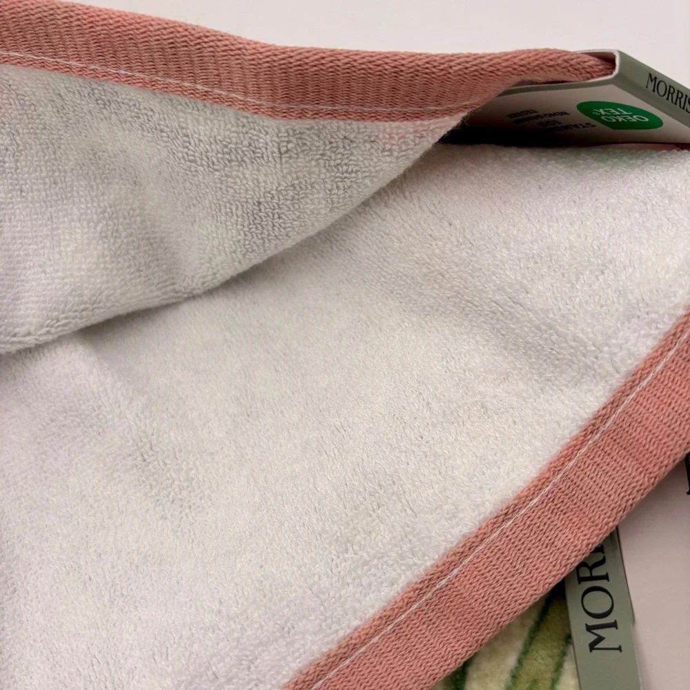 Morris & Co Cotton Velour Bath Towel Floral Botanical Green Coral 30x54 RN119737